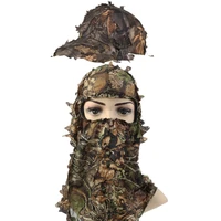 tactical ghillie camouflage leafy hat balaclava airsoft full face mask headwear with baseball camo cap hat hunting accessory