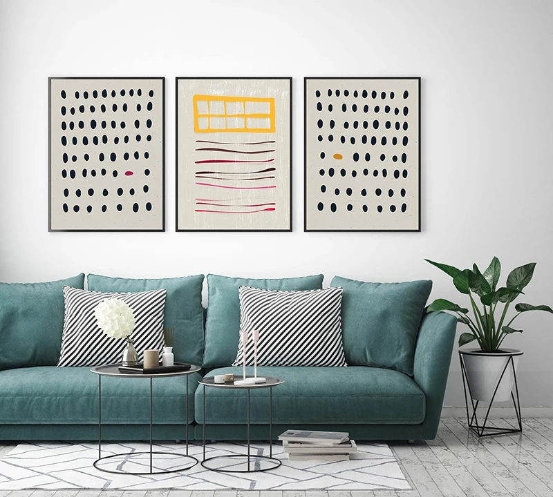 Абстрактные точечные принты современное искусство среднего века набор из 3