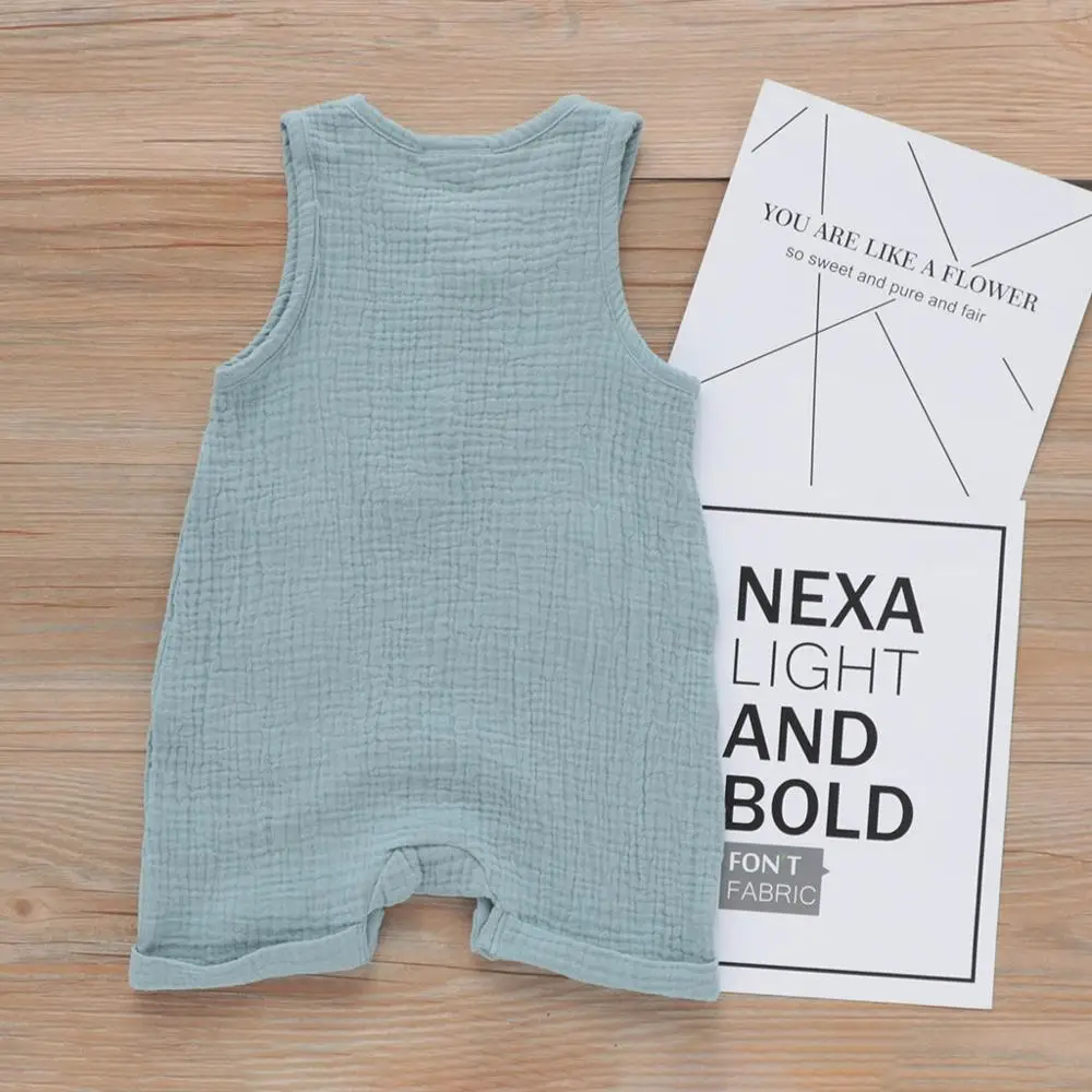 Детский хлопковый комбинезон без рукавов с рисунком муслинового дерева для