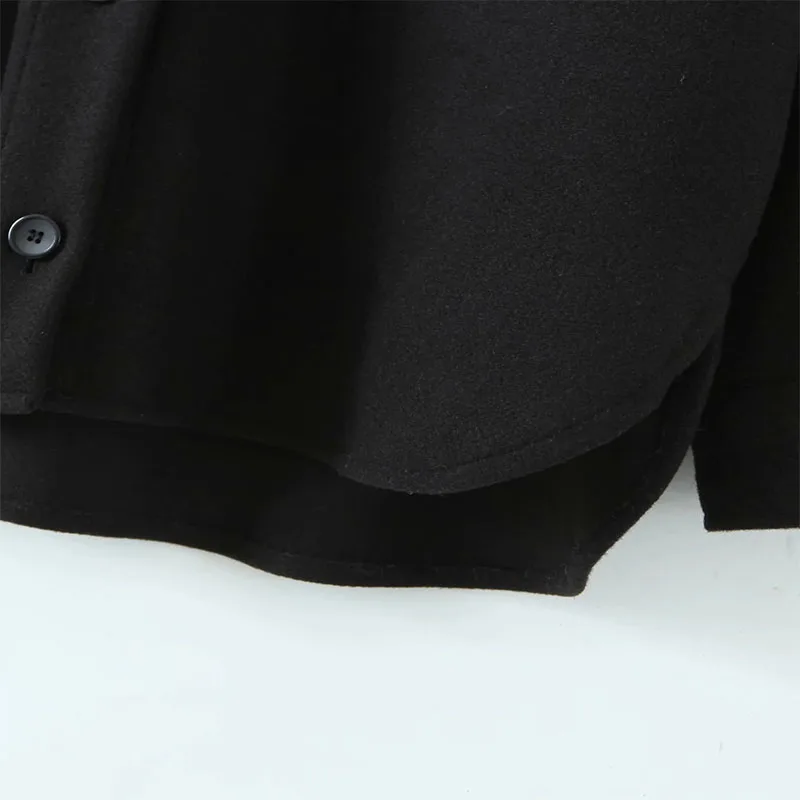 

Women New Black Simplicity Loose Chest Pocket Jacket Female Lapel Long Sleeves Coat Chic Top