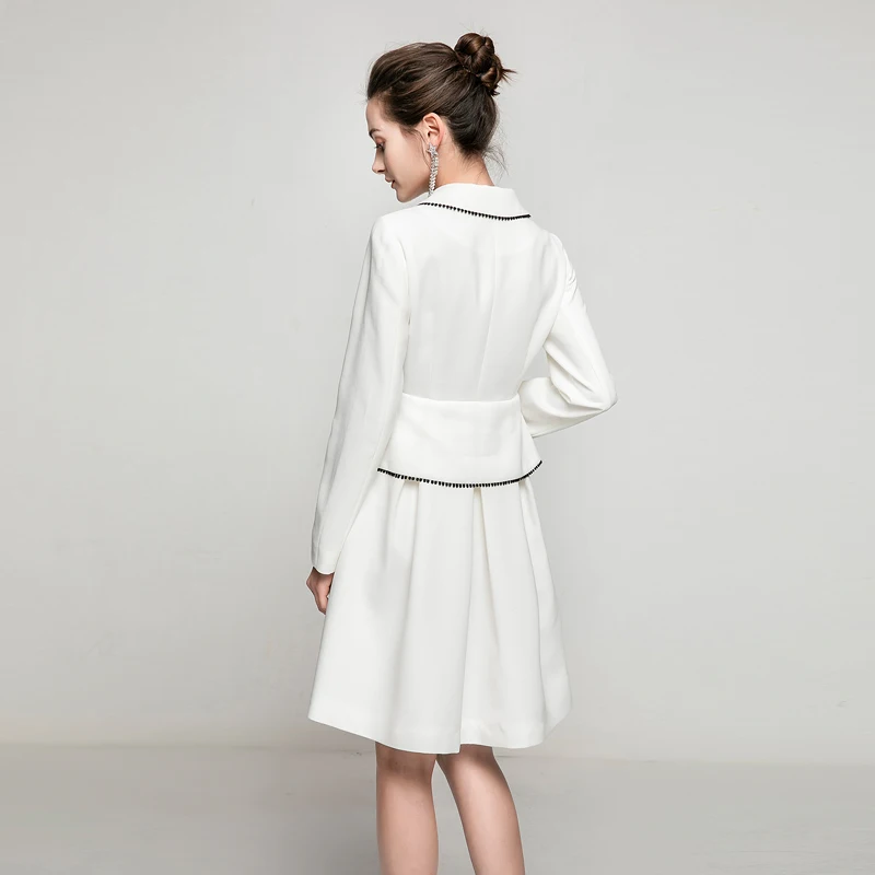 

Kate Middleton High Quali Spring New Fashion Women'S Vintage Elegant Party Office Casual Button Slim white Gentlewoman Dress