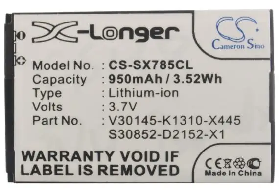 Аккумулятор cameron sino 950 мАч для SIEMENS Gigaset SL400 SL400A SL400H SL610H Pro SL750 SL750H SL78 SL780 4250366817255 |