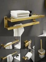 bathroom hardware set gold towel rack paper holder towel bar corner shelf toilet brush holder robe hook bathroom accessories
