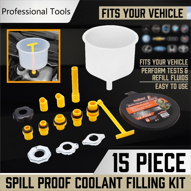 

15Pcs Plastic Filling Funnel Spout Pour Oil Tool Spill Proof Coolant Filling Kit W91F