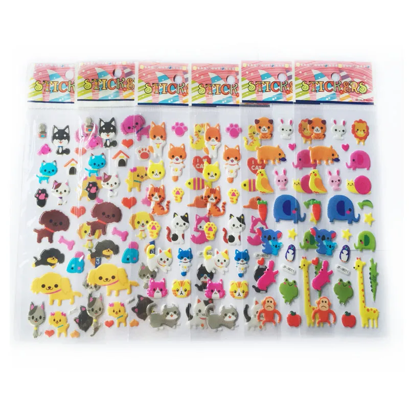 10 листов/партия 3D пышные Пузырьковые Наклейки Смешанные Мультяшные машинки Waterpoof