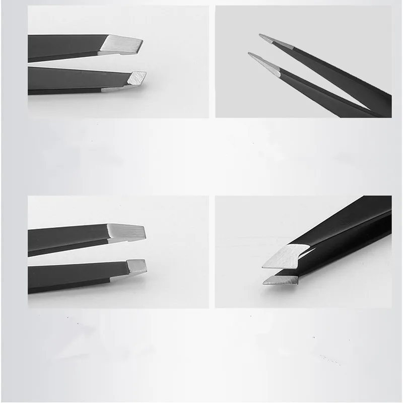 Пинцет для бровей из нержавеющей стали с наконечником/косым