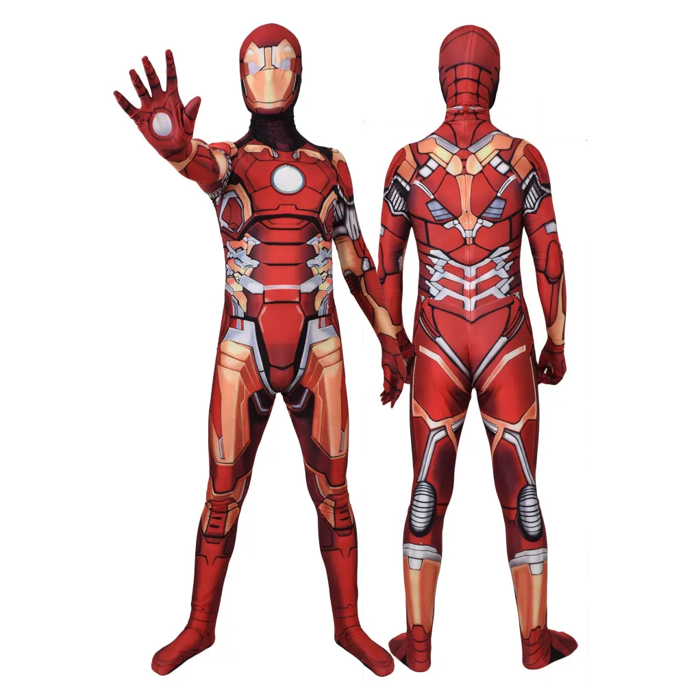 Halloween Iron Man Superhero Cosplay Costume Zentai Bodysuit Ironman Party suit Adults Kids