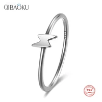 real 925 sterling silver ring lightning shape silver oxide finger ring simple temperament fashion gift fine jewelry for women