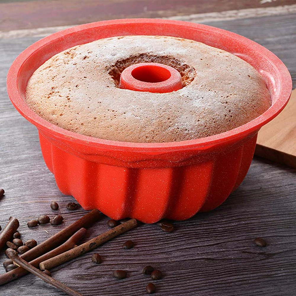 

Cake Molds 9 inch Bakeware Silicone Non-Stick Mousse Chiffon Pudding Jelly Ice creams Red Blue Large hollow round Kitchen Tools