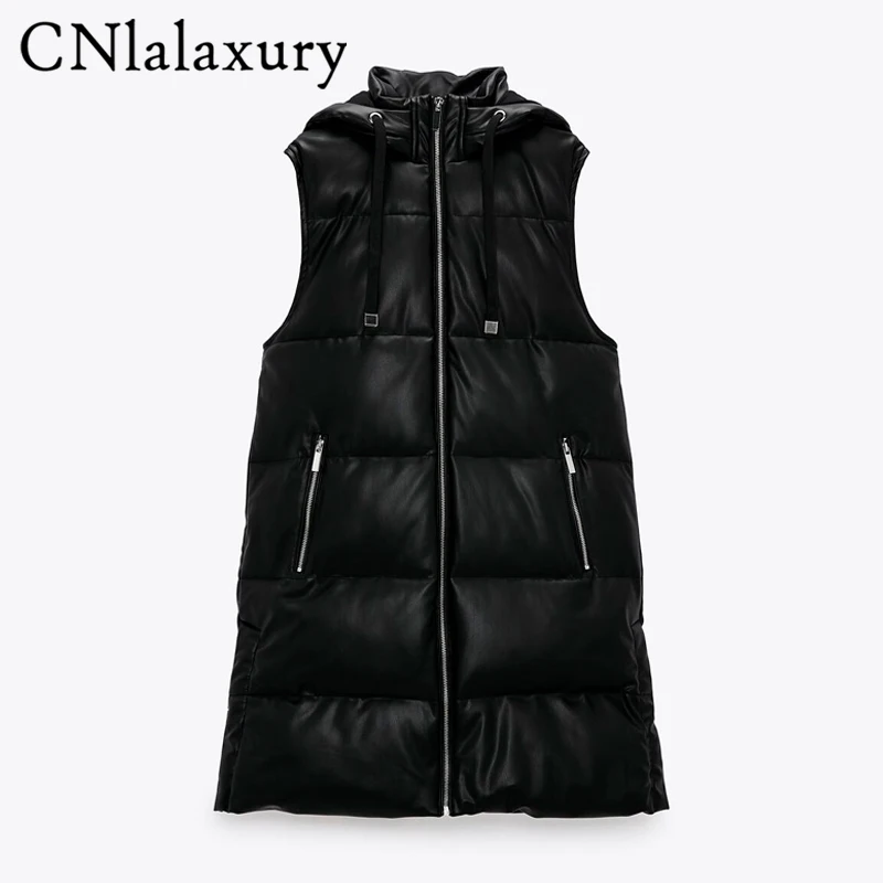 CNlalaxury Новые жилеты из искусственной кожи женская модная осенне зимняя куртка с