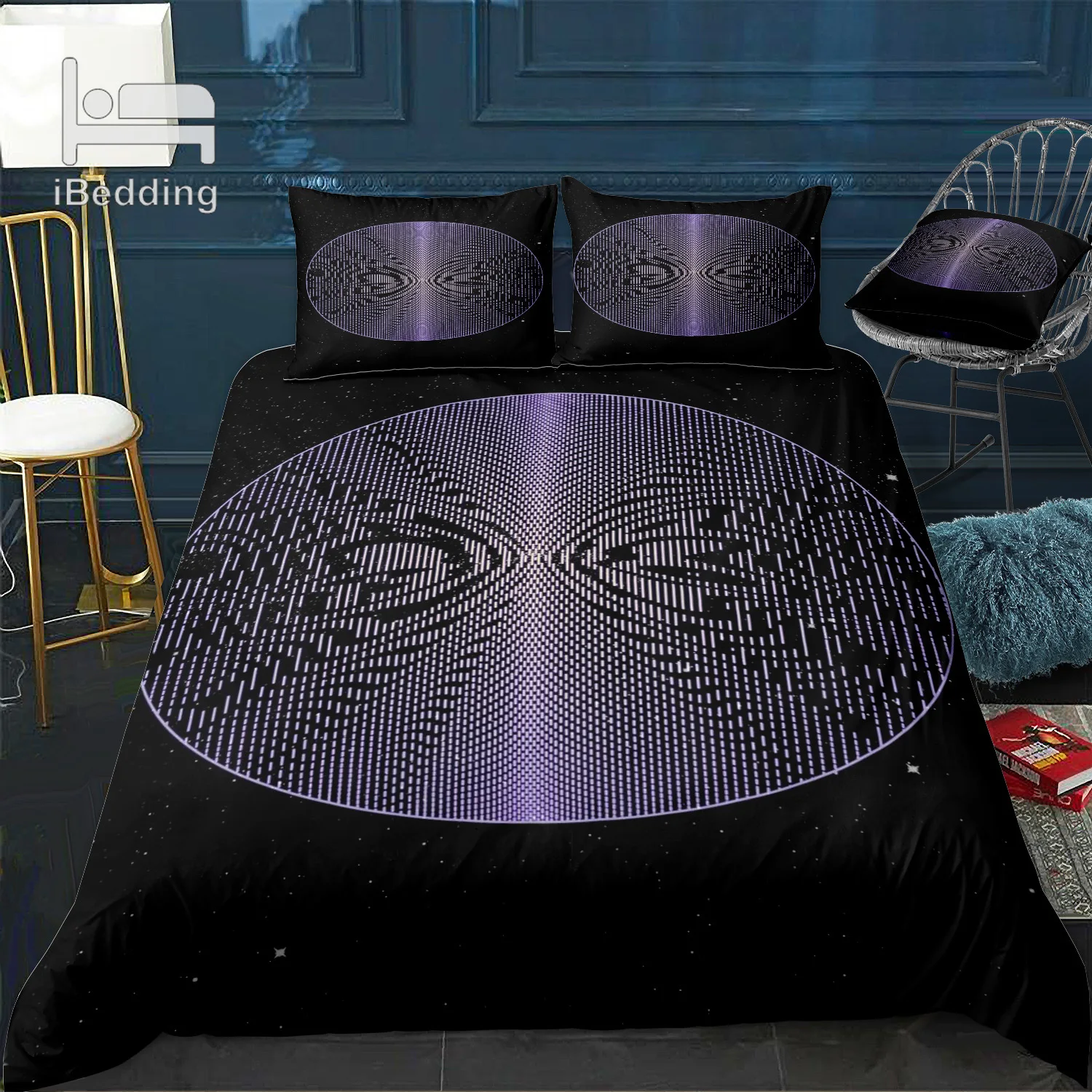 Комплект постельного белья минималистичный комплект с круглыми синими цветными