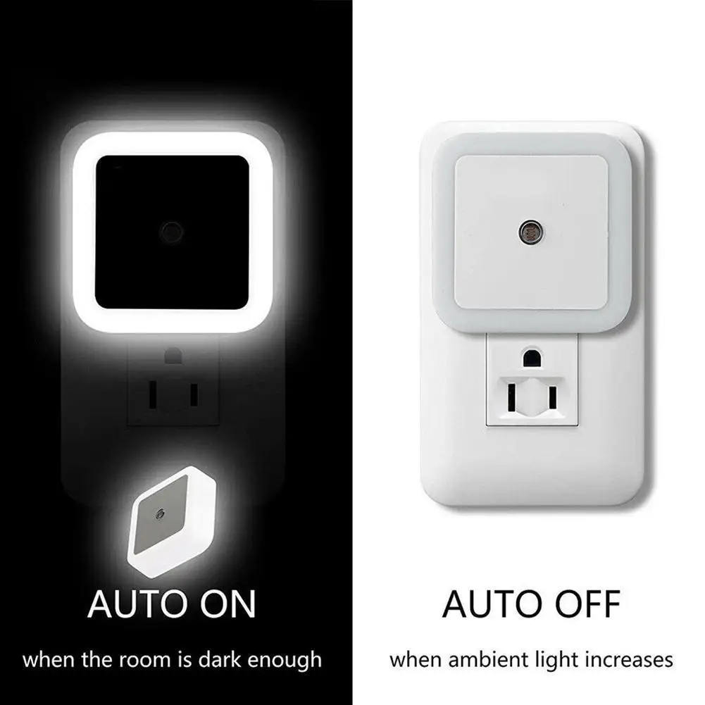 

Light Sensor Control Night Light Mini EU US Plug Novelty Gift Bedroom Romantic Lights Square lamp For Baby Colorful Lamp A1Y6