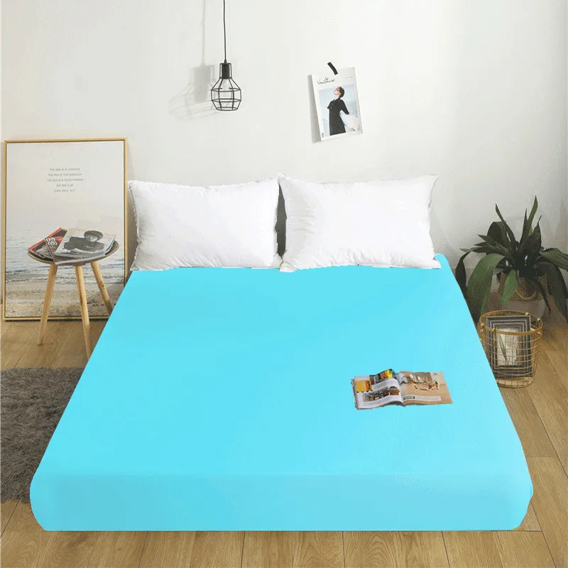 

1pc 100% cotton fitted sheet reactive solid color mattress cover adjustable natural Four Corners With Elastic band bed sheet