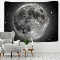 black and white moon tapestry starry sky printing tapestry wall beach blanket picnic yoga mat living room decor