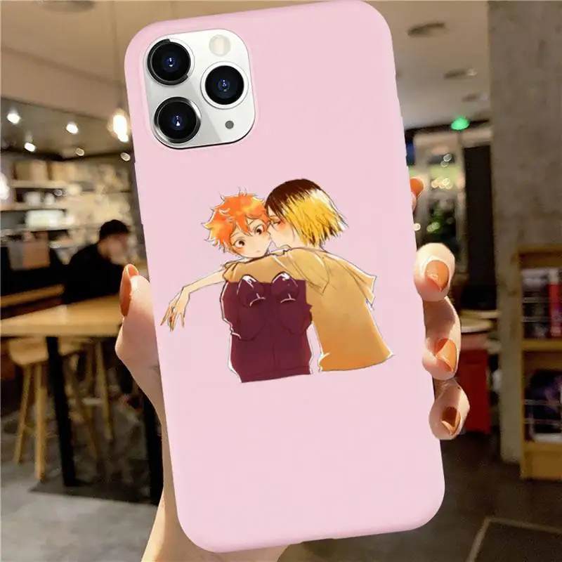 

Kenma Kozume of Haikyuu Phone Case Pink Candy Color for iPhone 6 7 8 11 12 s mini pro X XS XR MAX Plus