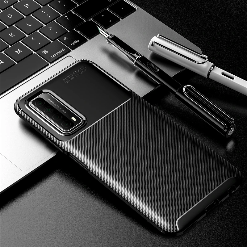 

For Huawei P Smart 2021 Case Silicone Carbon Fiber Shockproof Case For Huawei P Smart 2021 Cover Case For Huawei P Smart 2021