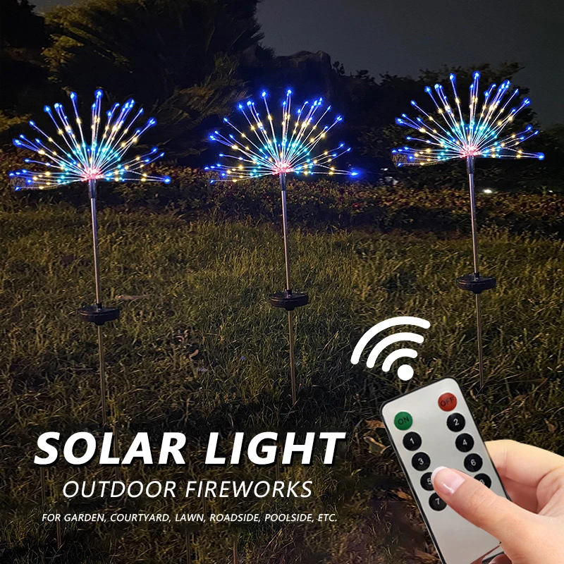 

Solar Fireworks Lights Outdoor 90 LEDS 2/8 Modes Waterproof Lights Warm/White/RGB For Garden Corridor Yard Garage Lawn Lamps New
