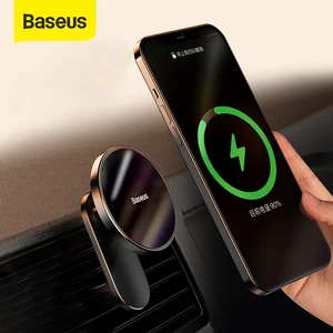 baseus magnetic car phone holder for iphone 12 pro max phone holder fast wireless charger for car air vent mount holder stand free global shipping