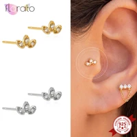 925 sterling silver ear needle crown crystal earrings for women simple tiny stud earrings fashion wedding jewelry accessories