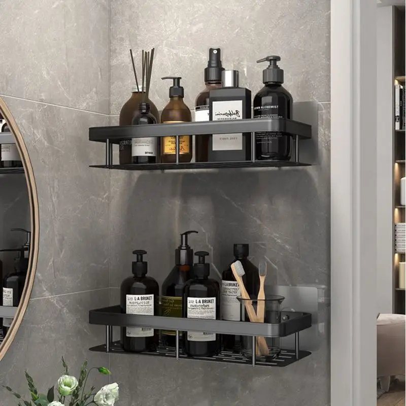 

Bathroom Shelves No-drill Aluminum Corner Shelf Shower Storage Rack Holder Toilet Organizer Kitchen Bathroom Accessories