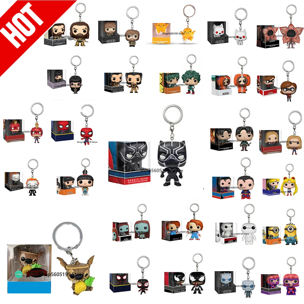 Виниловый Брелок с фигуркой поп Харли Квинн Веном Сейлор Мун Тики Стич Черная