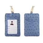 Роскошный кошелек для удостоверения личности для вечерние, кошелек с принтом страуса, женская сумка для карт, кожаный значок для имени сотрудника страуса с ремешком