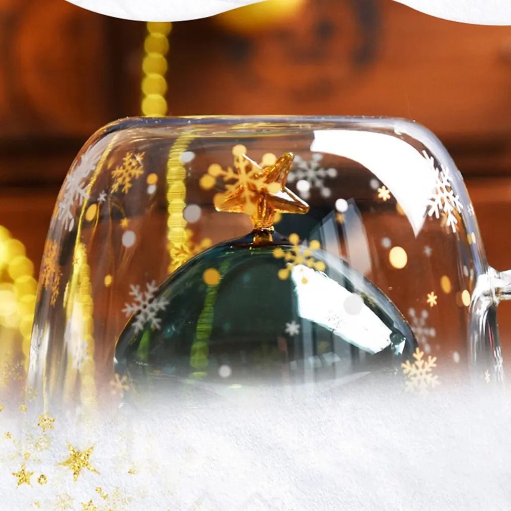 

300ML Christmas Tree Glass Cup Coffee Mugs Drinking Insulation Double Wall Glass Cup Creative Festival Gift Friend Kid Drinkware
