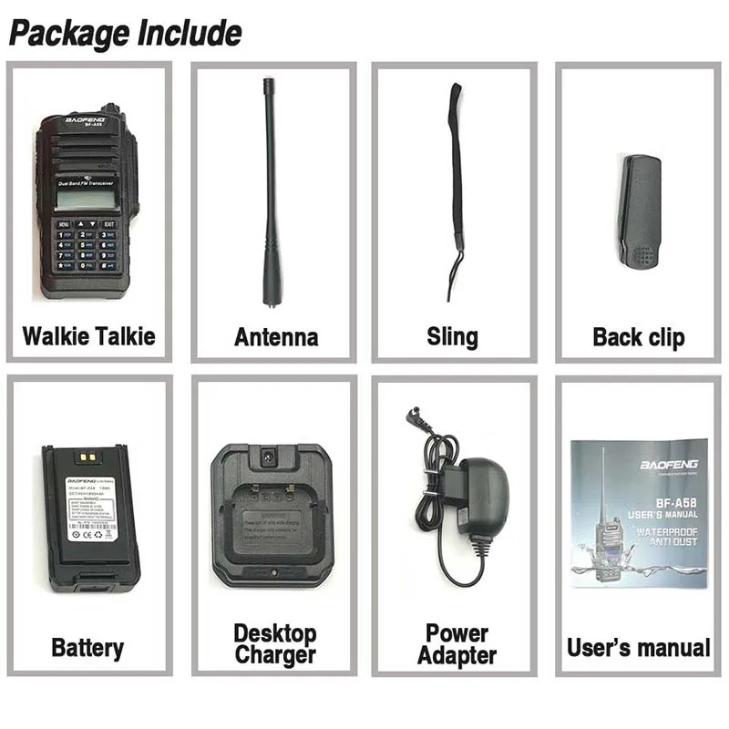 Портативная рация Baofeng BF-A58 Talkie IP67 Морская водонепроницаемая UHF VHF Двухдиапазонная