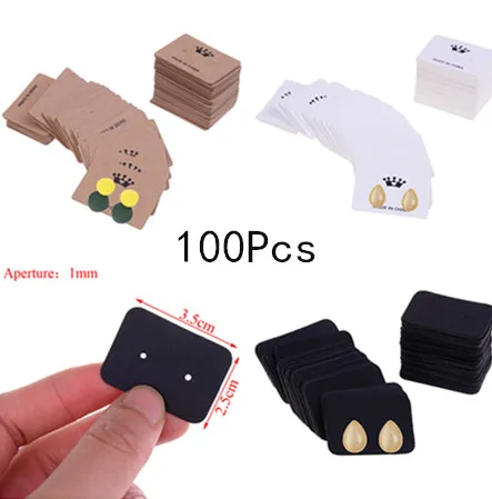 100 шт мульти Цвет Бумага милые серьги-гвоздики в форме ярлык-карта Стоимость