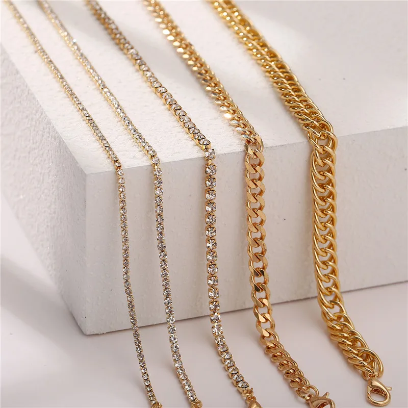 

17KM BOHO 5Pcs/set Gold Chain Anklets Set for Women Vintage Multilayer Crystal Anklet Beach Butterfly Foot Bracelet Jewelry