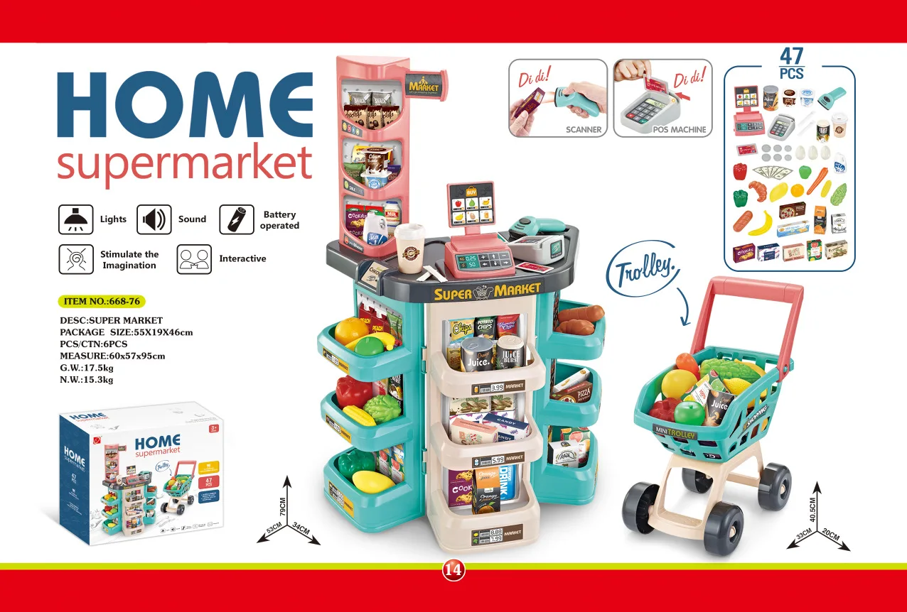 

Funny Pretend Play toys HomeSupermarket Table House shopping cart set kid toys Simulation cash register Christmas Gift Boy girl