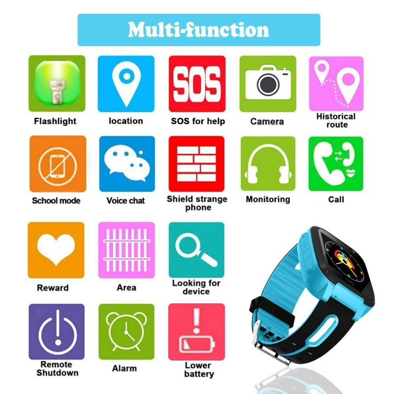 

Kids Toys Gift Multi-function Micro SIM Card Call Tracker Anti-lost Position Alarm Smart Watch Child Camera Flashlight