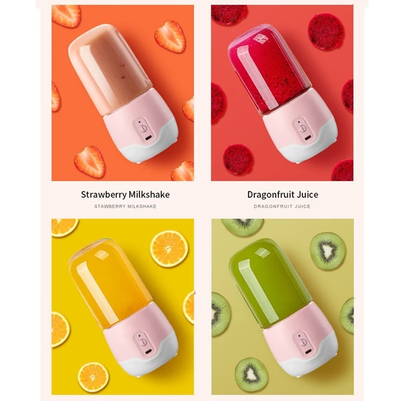

Portable Mini Electric Juicer USB Rechargeable Handheld Blender Fruit Mixers Fruit Food Milkshake Juice Maker Machine 4 Blades