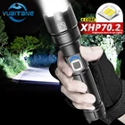Самый мощный светодиодный фонарик XHP70.2 XHP50, водонепроницаемый фонарь, USB Перезаряжаемый зум-фонарик для кемпинга, рыбалки, с аккумулятором 18650 26650 b