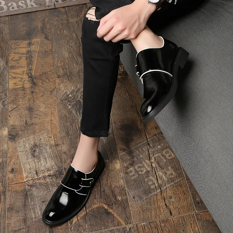 

Men Business Leather Formal Shoes Pointed Toe Mens Dress Shoes Patent Leather Luxury Brand Oxfords Wedding Shoes