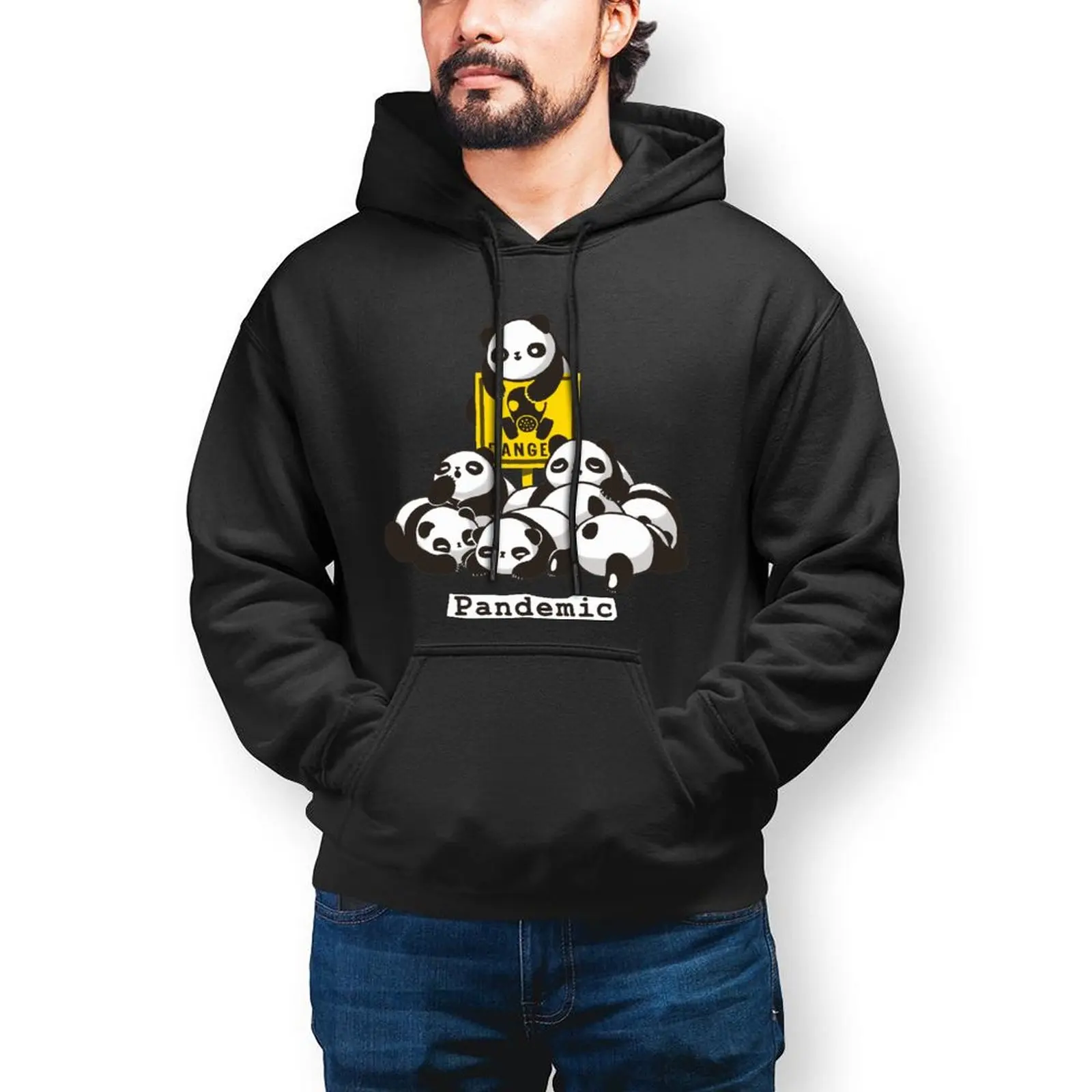 

Panda Hoodie Nice Long Length Cotton Hoodies Men Warm Outdoor Pullover Hoodie X