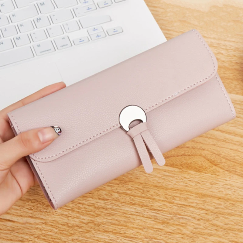 

Women's Long Purse Slim Fashion PU Leather Men's Wallet Multifunction Trifold Phone Credit Card Holder Bag