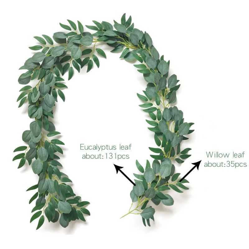 

1Pcs Artificial Eucalyptus Leaves Garland with Willow Vines Twigs Leaves for Wedding Party Table Runner Greenery Garland Indoor
