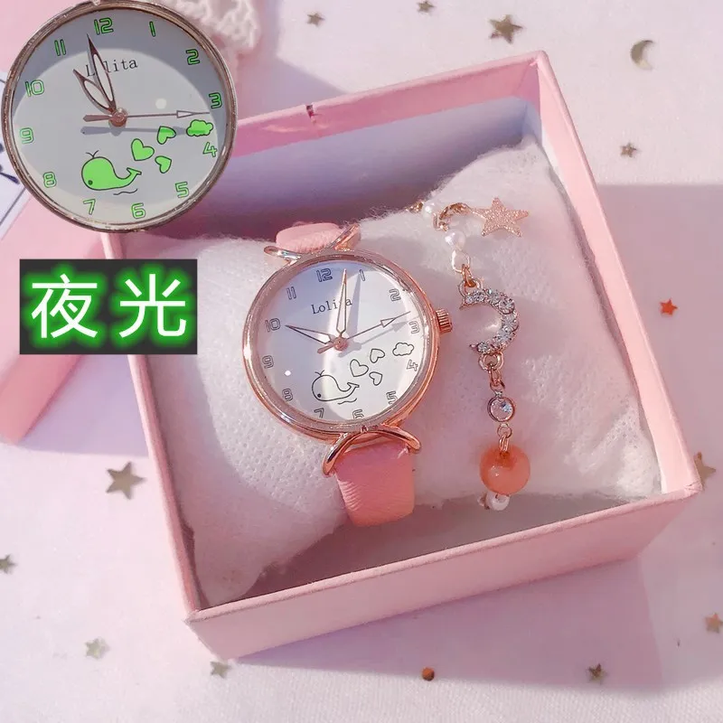 Модные студенческие часы с кожаным ремешком и циферблатом в виде милой маленькой