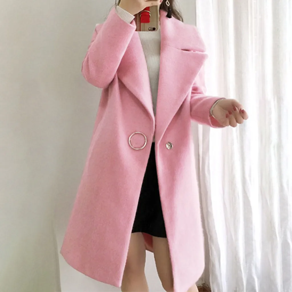 Женское шерстяное пальто SAGACE повседневное однотонное средней длины с длинным