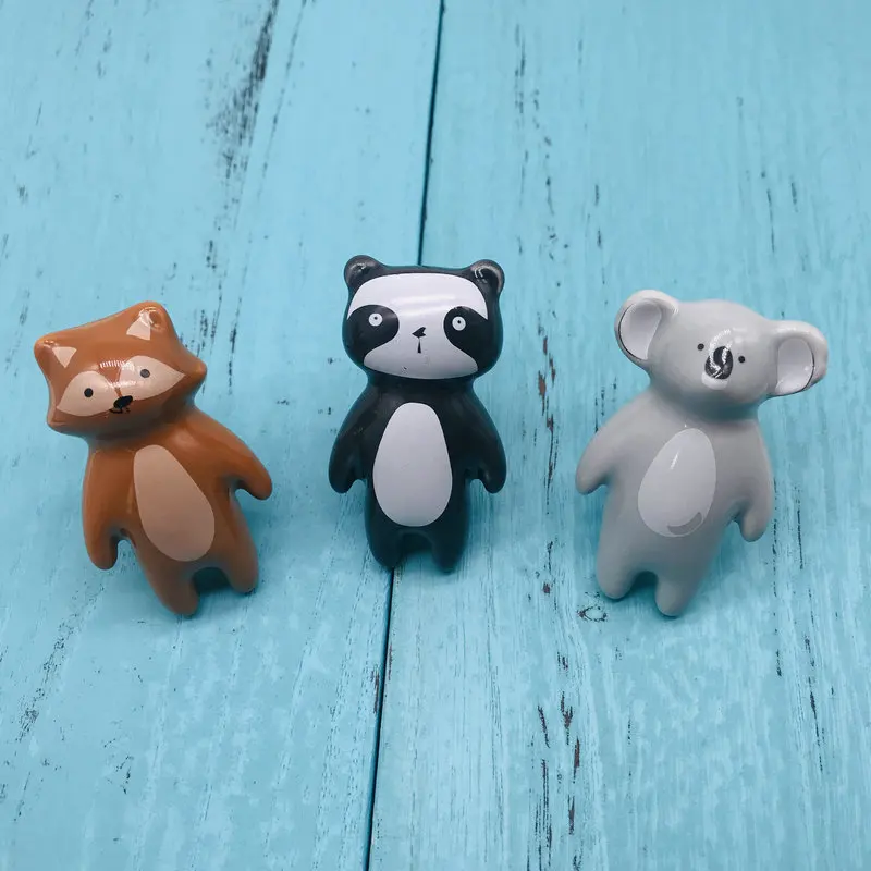 1 шт. ручка с мультипликационным животным керамическим рисунком Panda Fox изображения детские шкафы с ручками домашние ящики Декор Мебель Оборудование