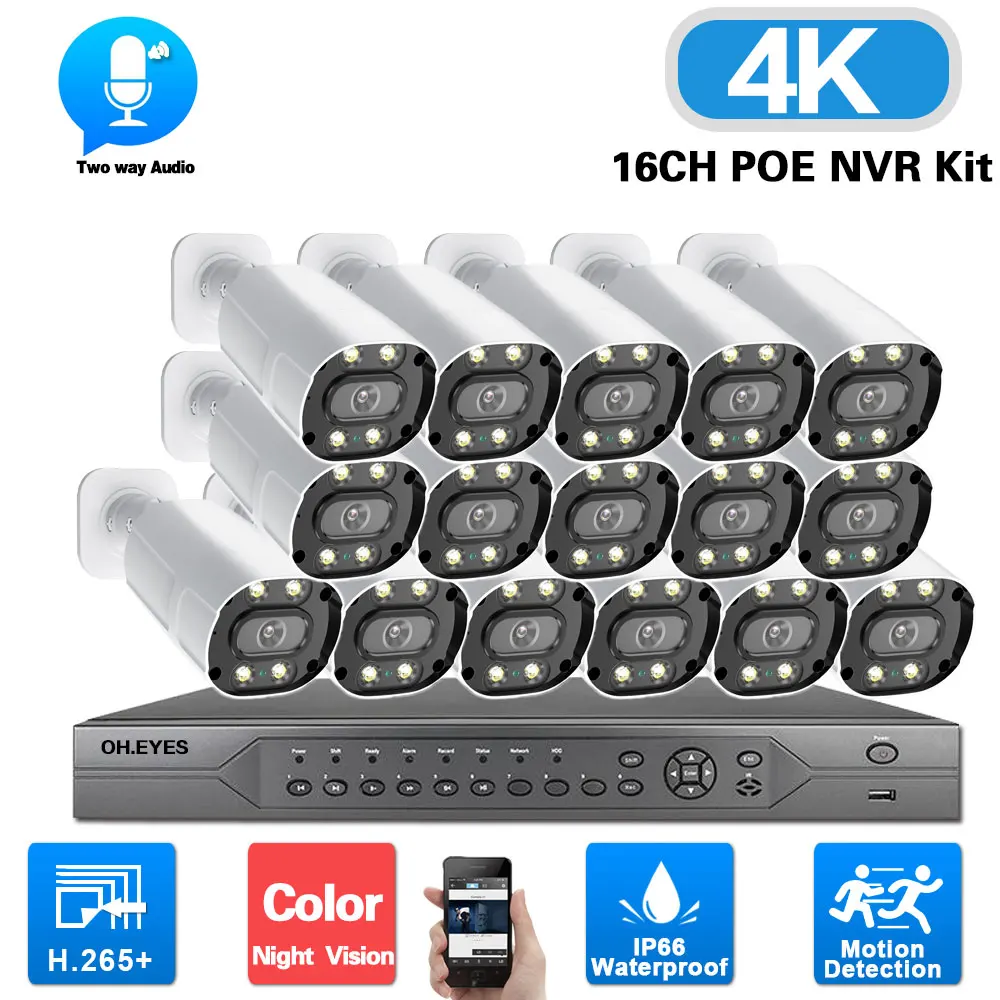 

Камера видеонаблюдения 4K, 8 Мп, 16 каналов, ночное видение