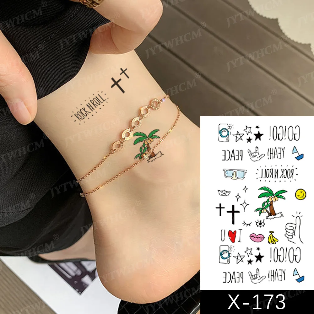 Временная татуировка для женщин маленькая Сексуальная звезда лист черная