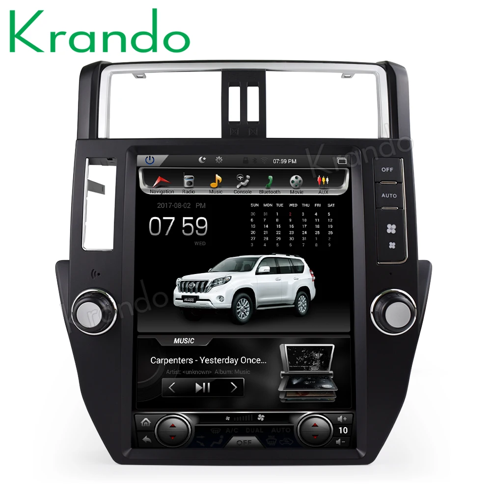 Автомобильный радиоплеер с большим экраном Krando Android 8 1 12 дюйма Тесла для Toyota Prado