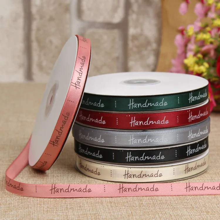 Шелковые атласные ленты с буквенным принтом 1 см 2 м/лот для упаковки подарков на