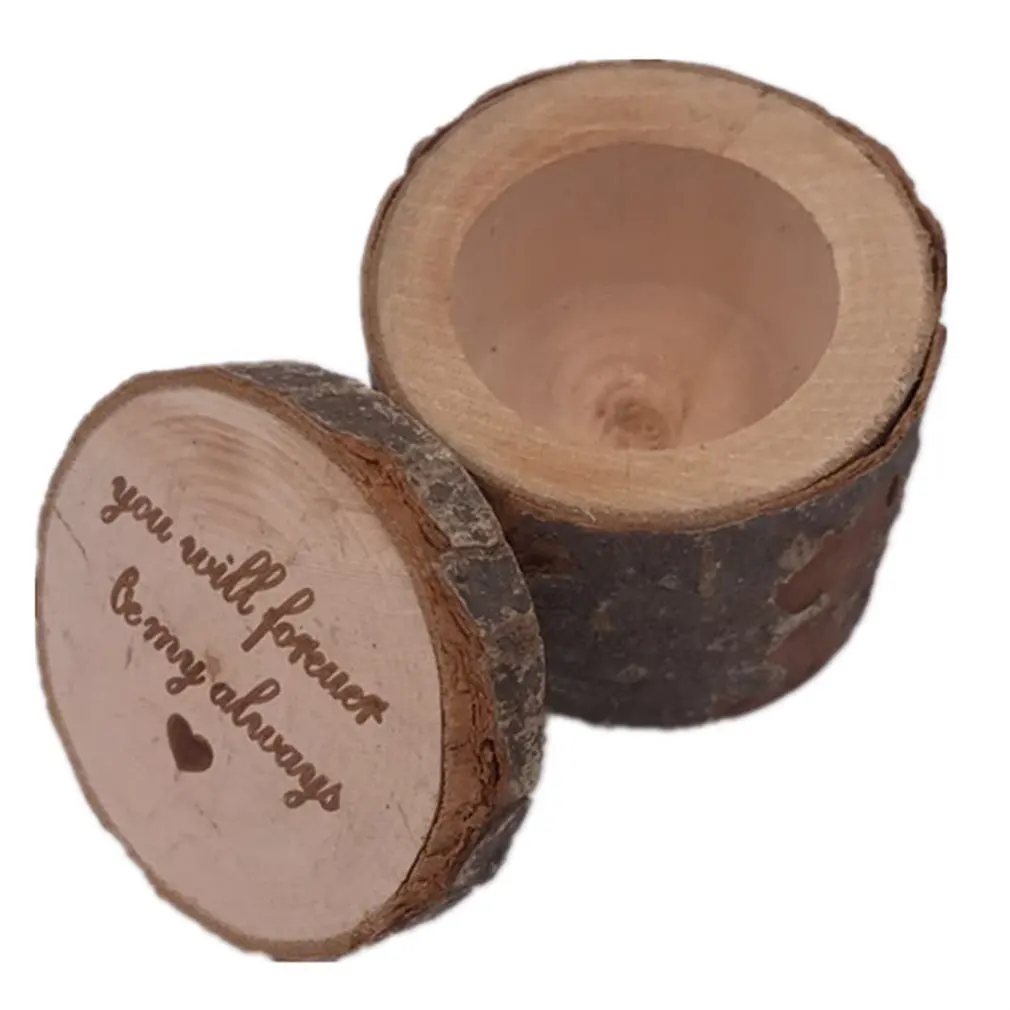 Винтажная коробка для колец портативная деревянная обручальных деревенский