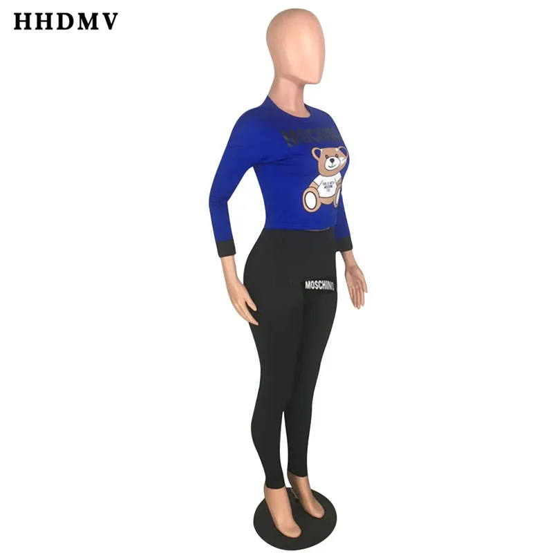 HHDMV/ г., eduction of age, топ с длинными рукавами и круглым вырезом, с героями мультфильмов, эластичные длинные штаны повседневные стильные комплекты из двух предметов с надписями