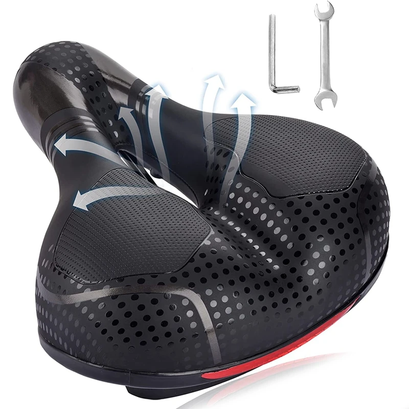

Comfort Wide Bike Seat for Women and Men, Double Shock Absorption, Bicycle Saddle Foam Waterproof Bike Seat