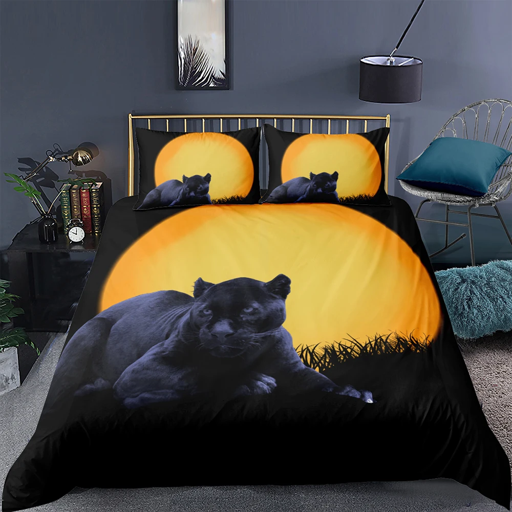 

Black Panther Bedding Set Full Moon Mysterious Cool Duvet Cover 3D Queen King Twin Full Single Double Unique Design Bed Set