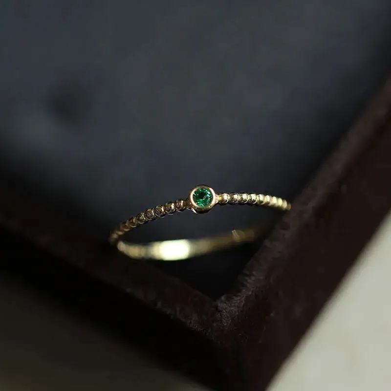 

HML& Original design round beads exquisite inlaid zircon openings adjustable ring bohemian charm women's brand silver jewelry
